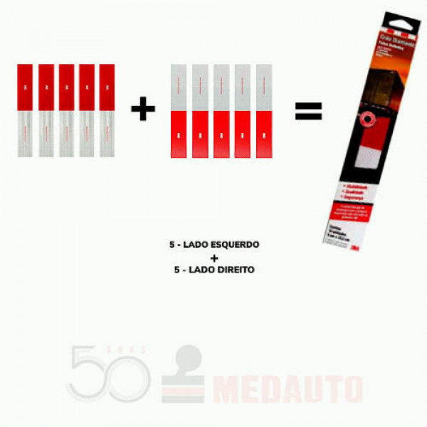 KIT FAIXA REFLETIVA 10 PECAS 040447541 KIT COM FAIXAS 5 LADO DIREITO/ 5 LADO ESQUERDO