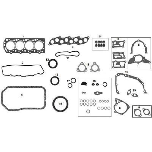 JUNTA MOTOR HR HYUNDAI H100 MIT L200 JM195010/4 JOGO C/ RETENTOR JUNTAA CABECOTE 1,90MM