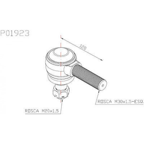 TERMINAL BARRA MB F/AR 30MM LADO ESQUERDO P1923B PD2381