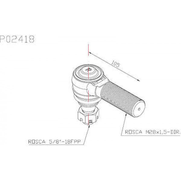 TERMINAL DIRECAO VOLKSWAGEN6.90/9150 LADO DIREITO P2418B          ROSCA 28MM